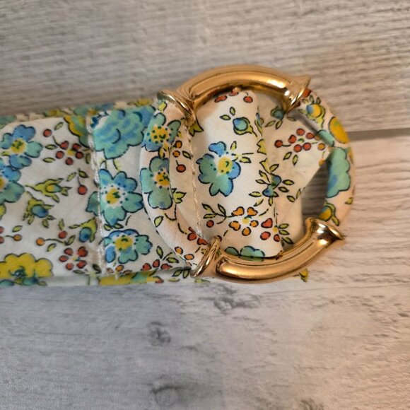 J.Crew Womens Floral Cotton Belt With Gold Circle Buckle S/M New - Picture 4 of 7